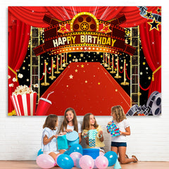 Lofaris Gold Five-pointed Star Red Carpet Birthday Backdrop