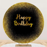 Lofaris Gold Glitter And Black Round Happy Birthday Backdrop