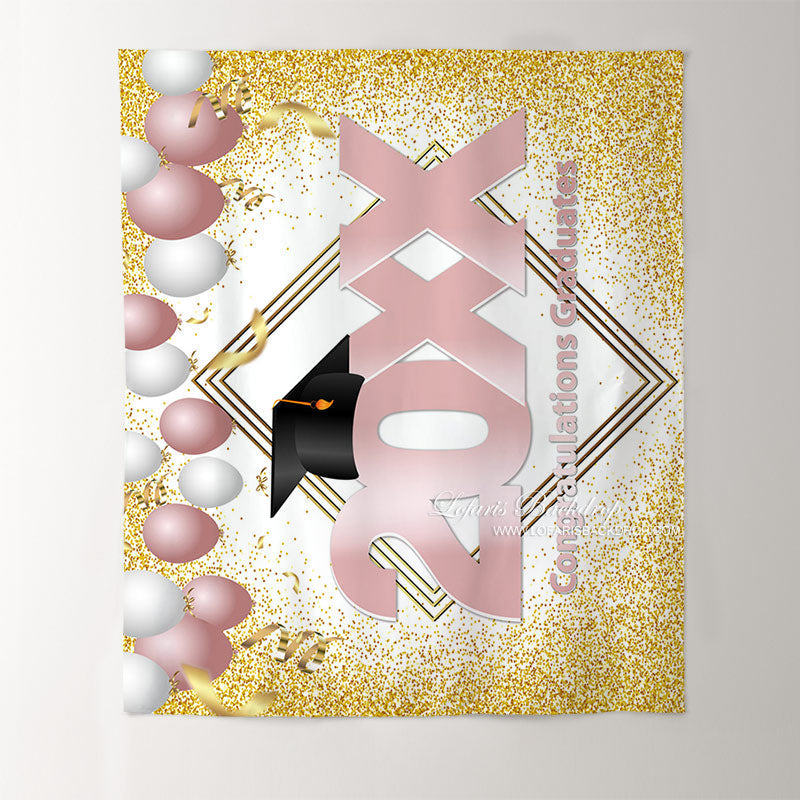 Lofaris Gold Glitter And Pink 2022 Congratulatios Grad Backdrop