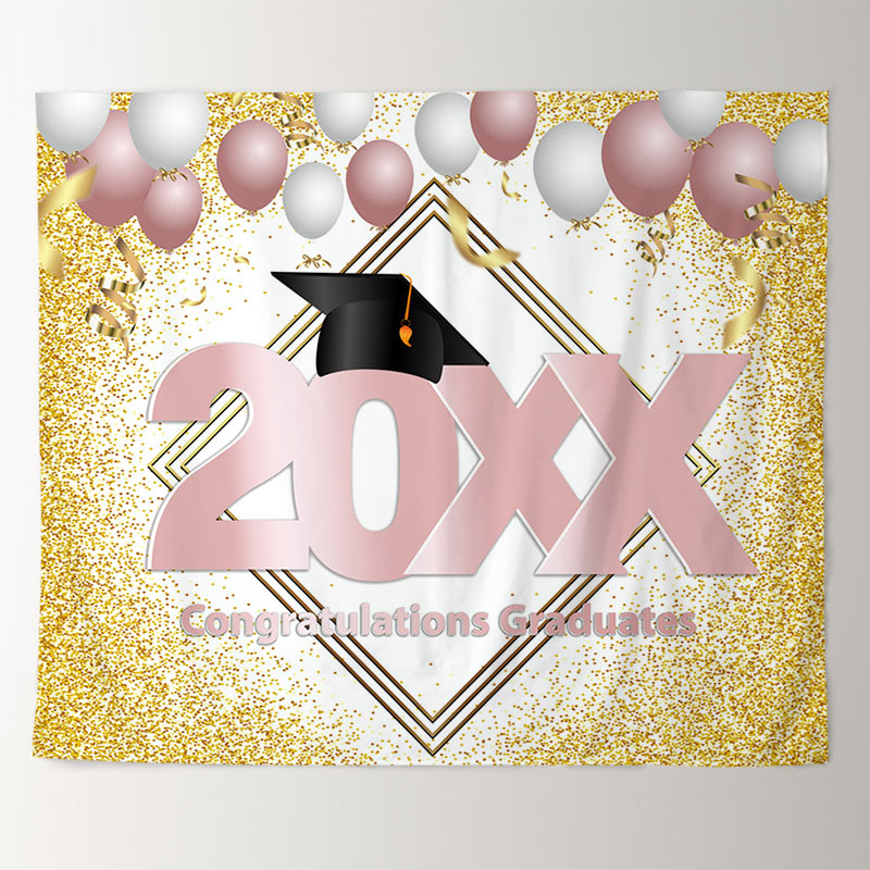 Lofaris Gold Glitter And Pink 2022 Congratulatios Grad Backdrop