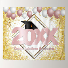 Lofaris Gold Glitter And Pink 2022 Congratulatios Grad Backdrop