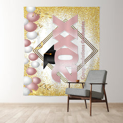 Lofaris Gold Glitter And Pink 2022 Congratulatios Grad Backdrop