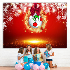 Lofaris Gold Glitter And White Snowflake Christmas Backdrop