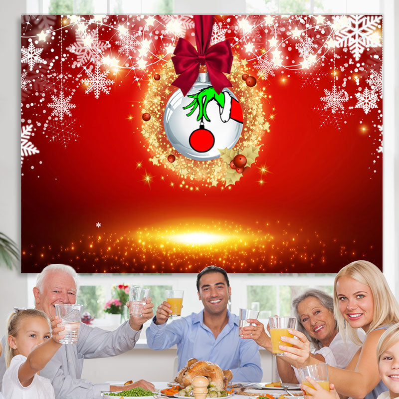 Lofaris Gold Glitter And White Snowflake Christmas Backdrop