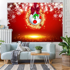 Lofaris Gold Glitter And White Snowflake Christmas Backdrop