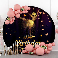 Lofaris Gold Glitter Ballet Black Round Girls Birthday Backdrop
