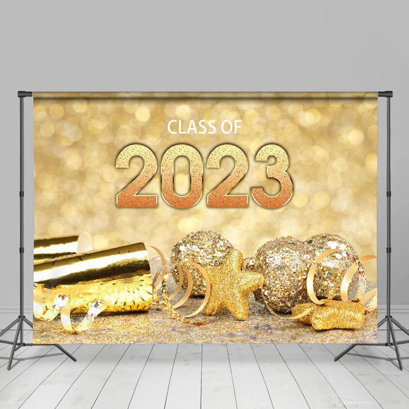 Lofaris Gold Glitter Bauble Bokeh 2023 Graduation Backdrop