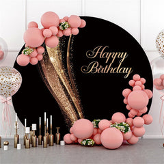 Purple Floral Gold God Bless Round Baby Shower Backdrop
