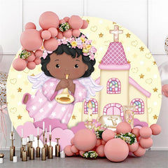 Circle Blue Hippo Yellow Flower Happy Birthday Backdrop