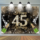 Lofaris Gold Glitter Diamond Bokeh Happy 45th Birthday Backdrop