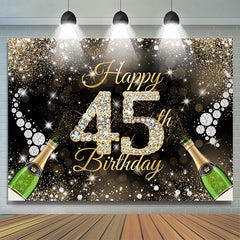 Lofaris Gold Glitter Diamond Bokeh Happy 45th Birthday Backdrop