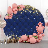 Lofaris Gold Glitter Diamonds Round Navy Blue Birthday Backdrop