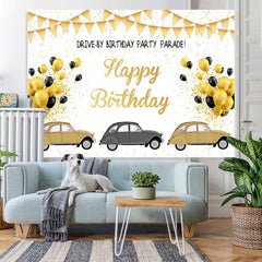 Lofaris Gold Glitter Drive By Birthday Party Parade Backdrop