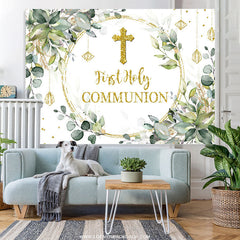 Lofaris Gold Glitter First Holy Communion Baby Shower Backdrop