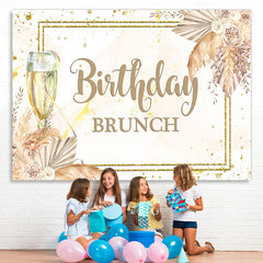 Lofaris Gold Glitter Floral Birthday Brunch Backdrop For Girl
