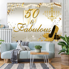 Lofaris Gold Glitter Heels 50th Fabulous Birthday Backdrop