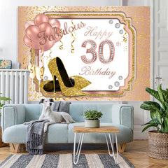 Lofaris Gold Glitter Heels And Pink Ballon 30th Birthday Backdrop