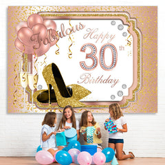 Lofaris Gold Glitter Heels And Pink Ballon 30th Birthday Backdrop