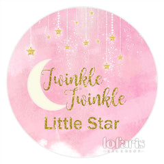 Lofaris Gold Glitter Little Star Pink Baby Shower Round Backdrop