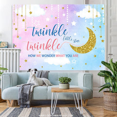 Lofaris Gold Glitter Little Star Pink Blue Baby Shower Backdrop