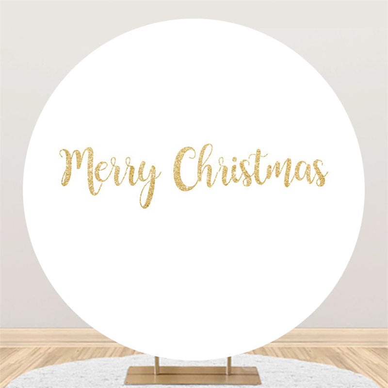 Lofaris Gold Glitter Merry Christmas Round Backdrop For Party