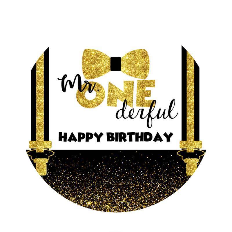Lofaris Gold Glitter Mr.One Derful Circle Birthday Backdrop