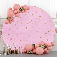 Pink And Light Brow Teddy Bear Round Birthday Backdrop