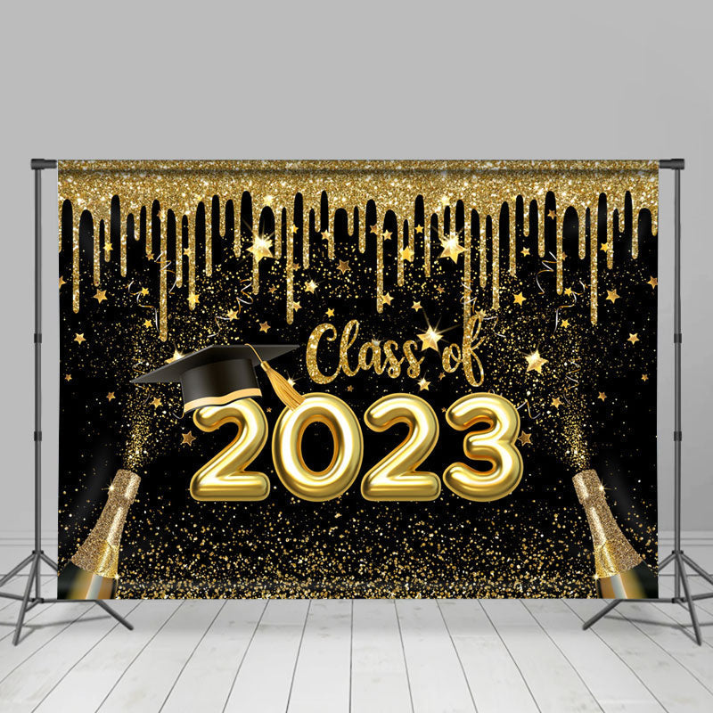 Lofaris Gold Glitter Stars Champagne 2023 Grad Party Backdrop