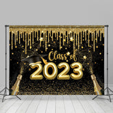 Lofaris Gold Glitter Stars Champagne 2023 Grad Party Backdrop