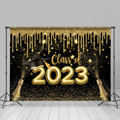 Lofaris Gold Glitter Stars Champagne 2023 Grad Party Backdrop