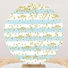 Lofaris Gold Glitter Stripe Circle Happy Birthday Backdrop