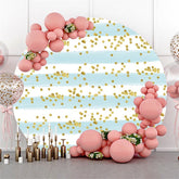 Lofaris Gold Glitter Stripe Circle Happy Birthday Backdrop