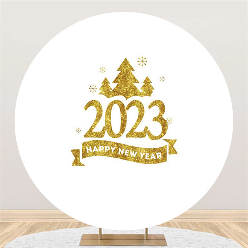 Lofaris Gold Glitter Trees And 2023 Round New Year Backdrop