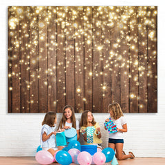 Lofaris Gold Glitter Wood Bokeh Backdrop for Christmas Party