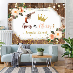 Lofaris Gold Glitter Wood Floral Gender Reveal Baby Shower Backdrop