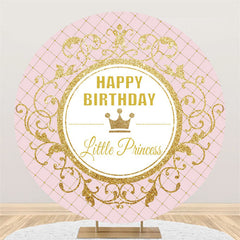 Lofaris Gold Litter Princess Happy Birthday Round Backdrop