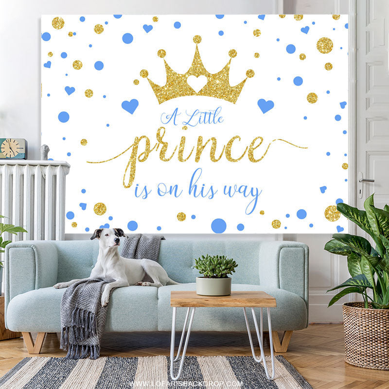 Lofaris Gold Little Prince Is On His Way Baby Shower Backdrop