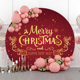 Lofaris Gold Merry Christmas And New Year Red Round Backdrop