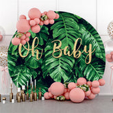 Lofaris Gold Oh Baby Green Monstera Round Shower Backdrop