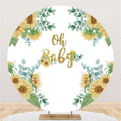 Lofaris Gold Oh Baby Sunflower Circle Shower Backdrop