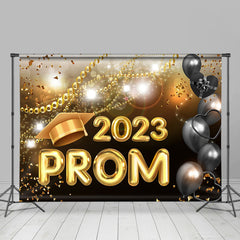 Lofaris Gold Pearl Ribbons Bokeh Balloon Prom 2023 Backdrop