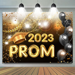 Lofaris Gold Pearl Ribbons Bokeh Balloon Prom 2023 Backdrop