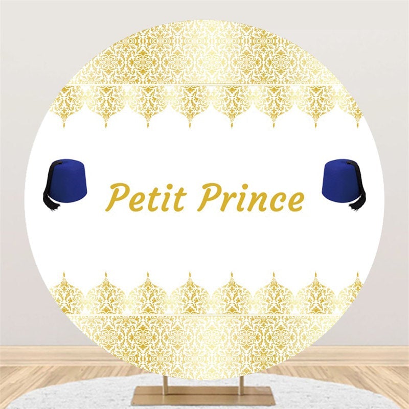 Lofaris Gold Petit Prince Round White Baby Shower Backdrop