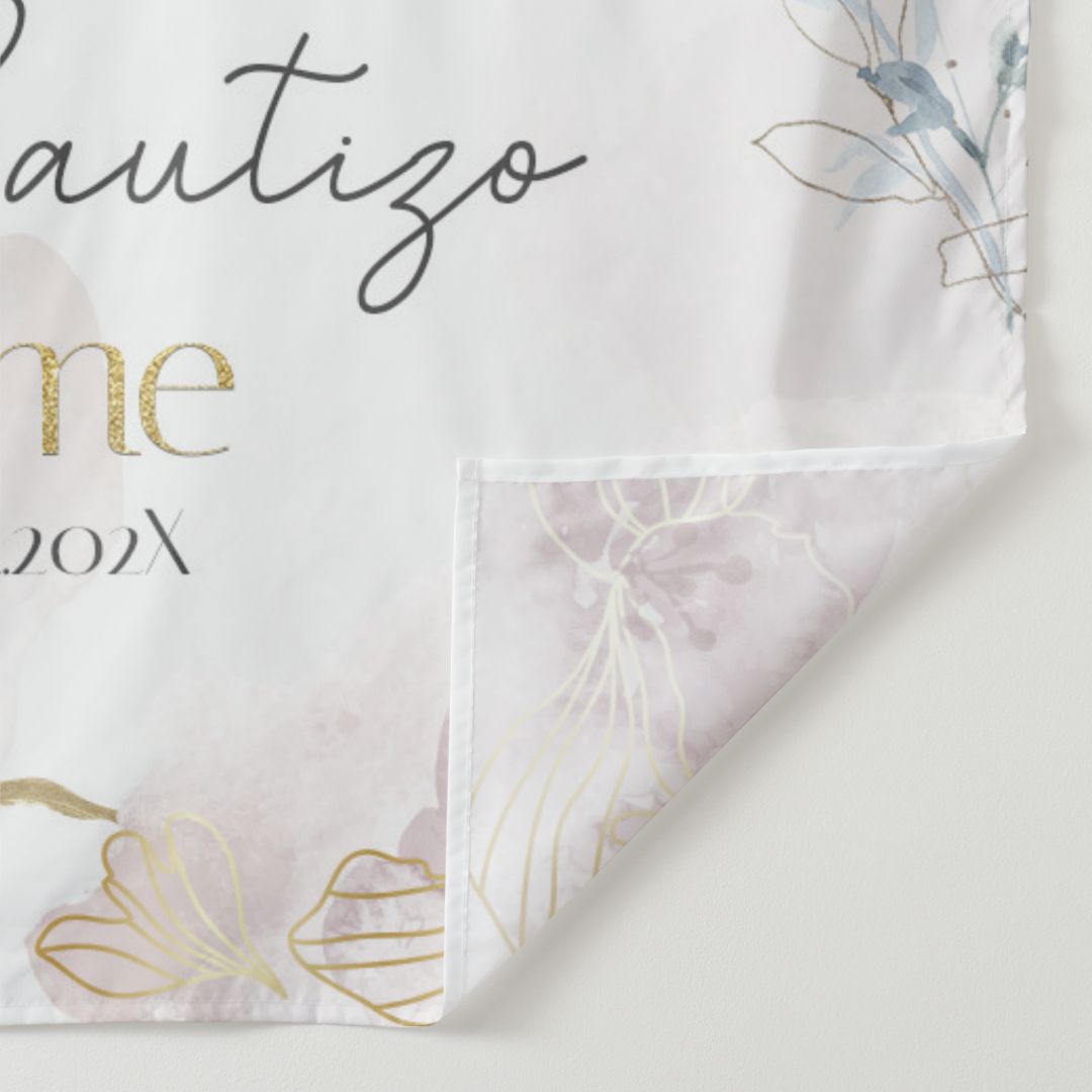 Lofaris Gold Purple Mi Bautizo Floral Baptism Backdrop For Girl