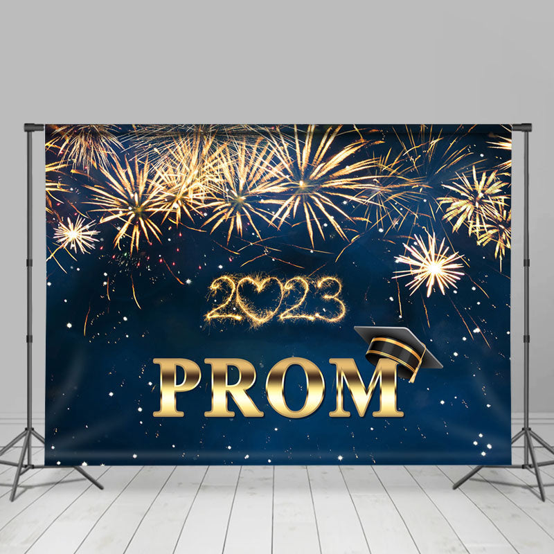 Lofaris Gold Spark Dark Blue Prom 2023 Backdrop For Party