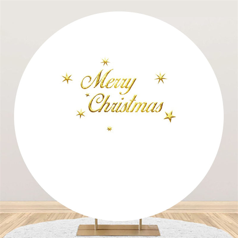 Lofaris Gold Star Merry Christmas Round Backdrop For Party