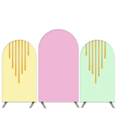 Lofaris Gold Stripes Theme Pink Green Birthday Arch Backdrop Kit