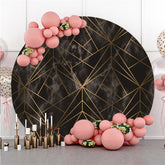 Lofaris Golden And Black Geometric Patterns Circle Backdrop