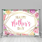 Lofaris Golden And Floral Happy Mothers Day Theme Backdrop
