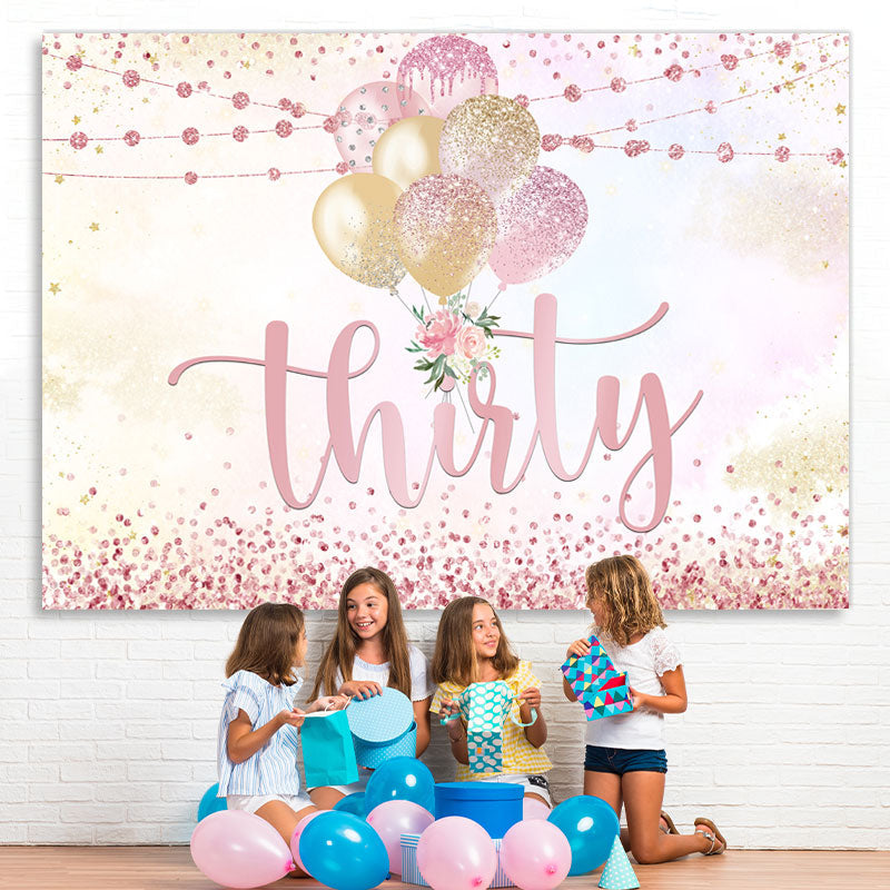 Lofaris Golden and Pink Balloon Backdrop for Thirty Birthday